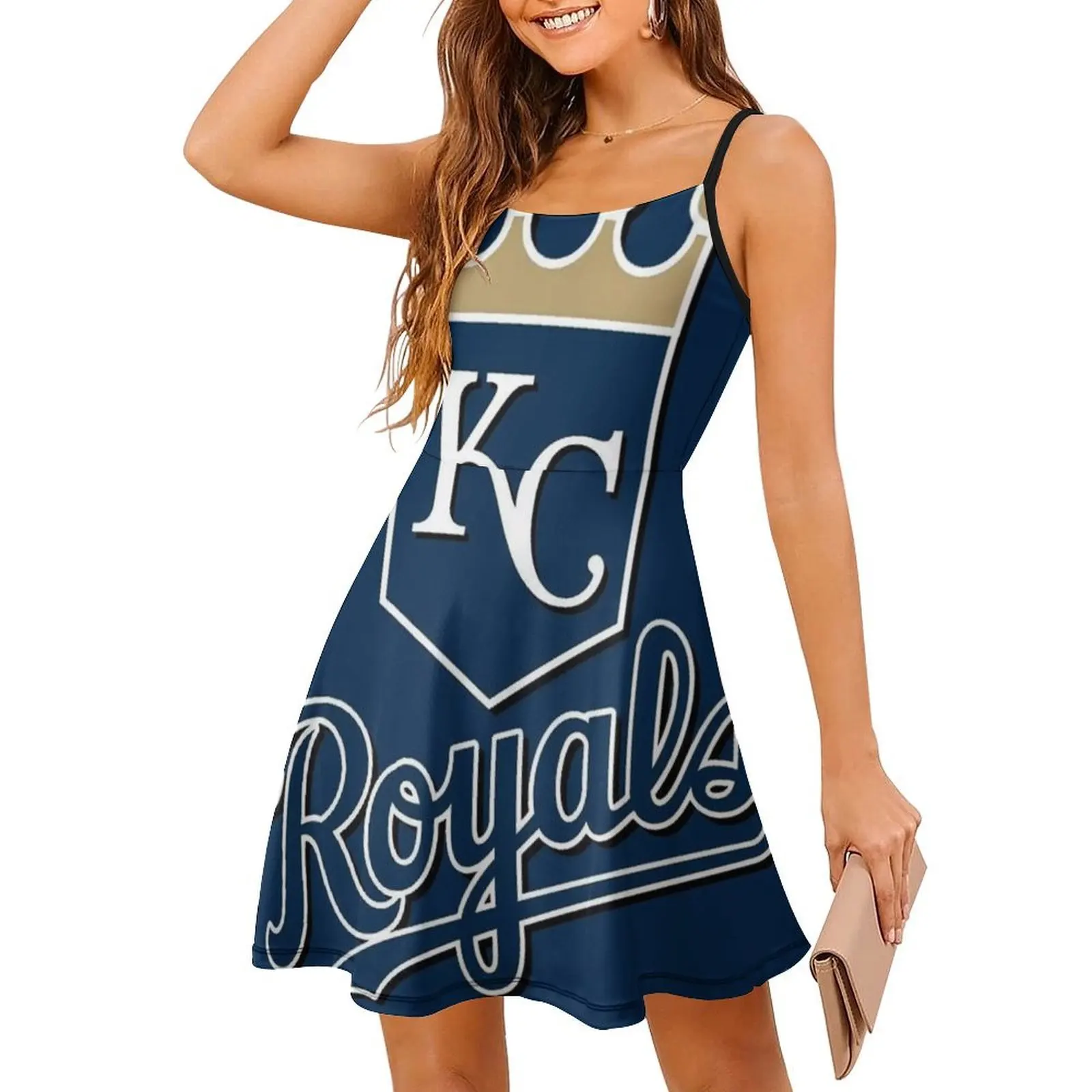 فستان Kc Royals مُزين بنقشة الزهور للنساء للربيع والصيف فستان كاجوال للحفلات Kc Royals اقتباسات مضحكة فيلم موسيقى نسائي #3