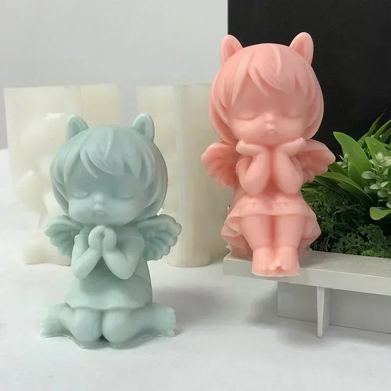 New 3D Handmade Mold Praying Angel Silicone Mold Aromatherapy Candle Plaster Mold DIY Epoxy Resin Plaster Modeling Decoration