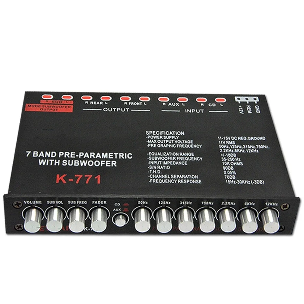 New Car Audio EQ High, Medium And Low Tuning Divider Car Equalizer 7 Segments