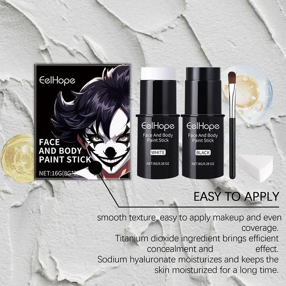 Cover Foundation Clown Colorful Long Lasting Waterproof Halloween Festive Makeup Accessories Set Black White Face Body Paint Kit