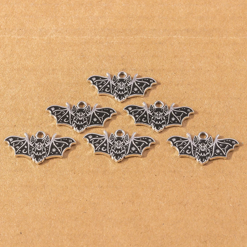 10Pcs Metal Bat Charms Halloween Skull Pumpkin Charm Pendants for Making Necklace Bracelet Handmade DIY Jewelry Findings