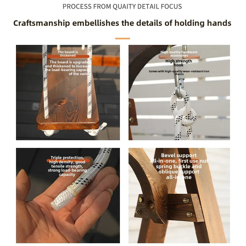 

Cross-bord Single Balcony Indoor Solid Wood Swing Outdoor Preservative Wood Hanging Chair Outdoor Garden Terrace Small Courtyard