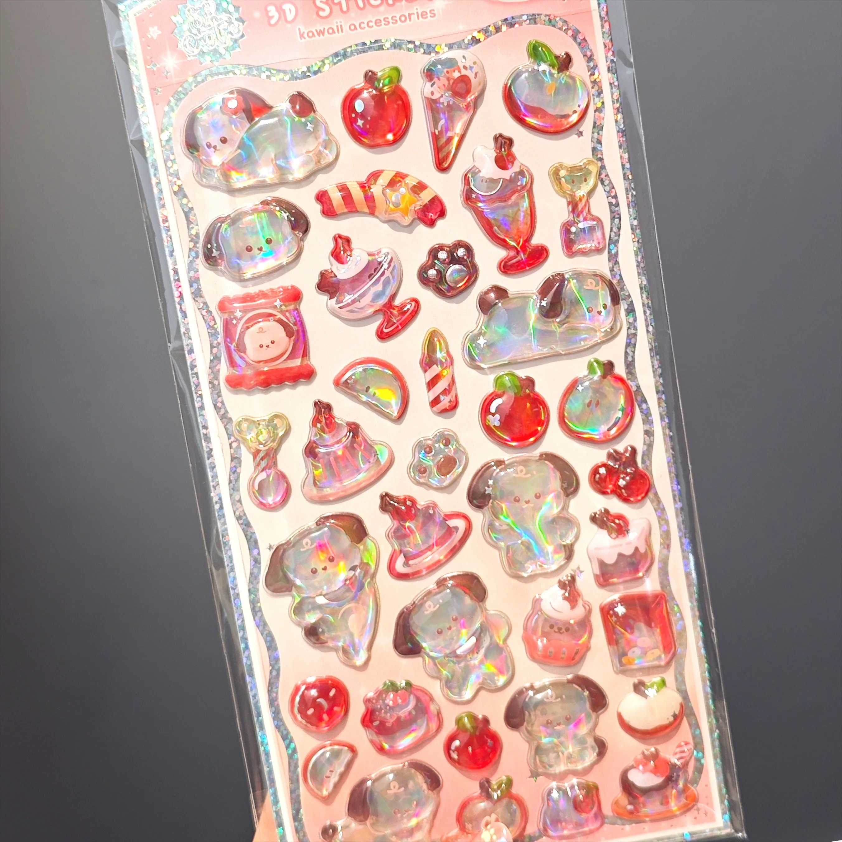 

Kawaii 3D Relief Animal Laser Holographic Sticker for Scrapbooking Cute DIY Phone Case Decoration Sticker School Stationery