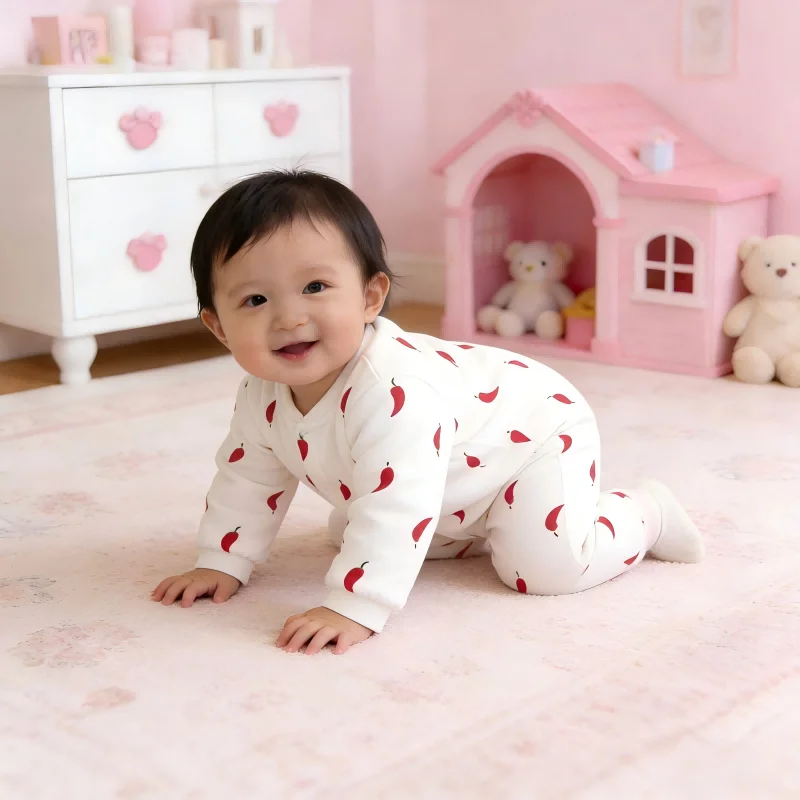 Spring Autumn Pure Cotton Long Sleeve Baby Romper Soft Breathable Unisex Home Wear Comfortable Baby Bodysuit for Infants