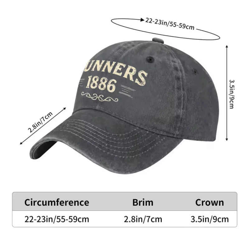 Gunners 1886 Washed Baseball Cap – Adjustable Buckle, Lightweight & Breathable Unisex Cap for Men and Women