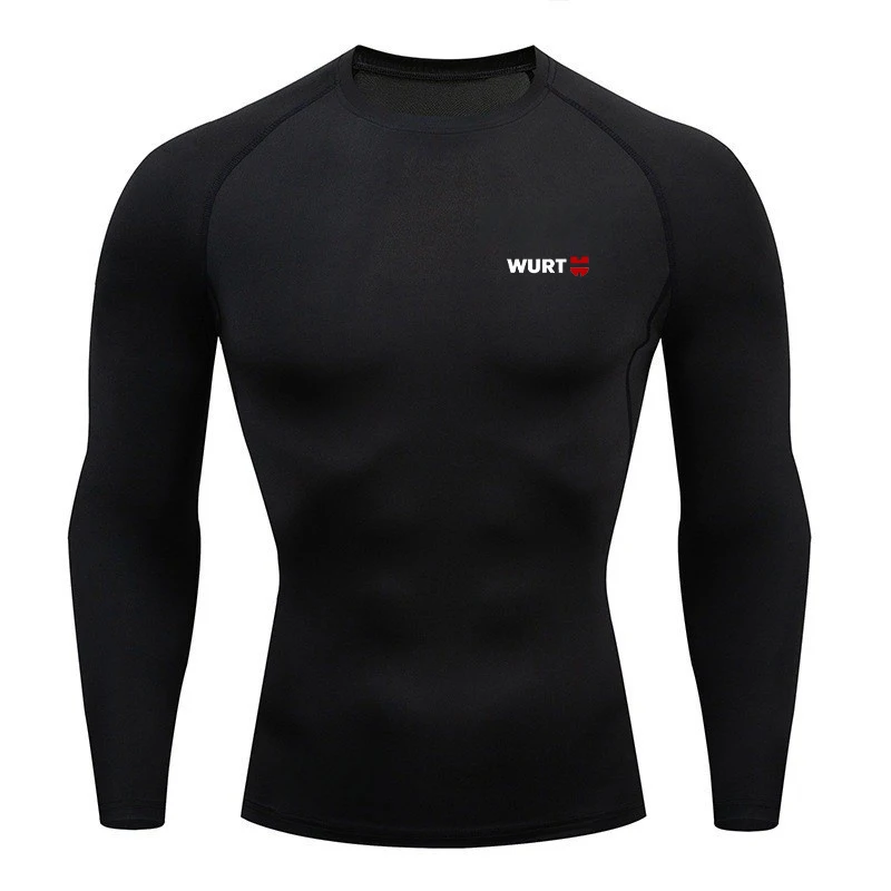 Men's Compression Long Sleeve Shirt Black Fitness T-shirt Male Running Quick Drying Gym Top Sun Protection Sports Base Layer