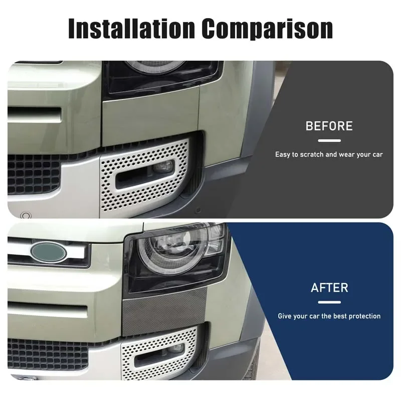 

Real Carbon Fiber For Land Rover Defender 90 110 130 2020-2025+Car headlight decorative cover sticker car protection accessories