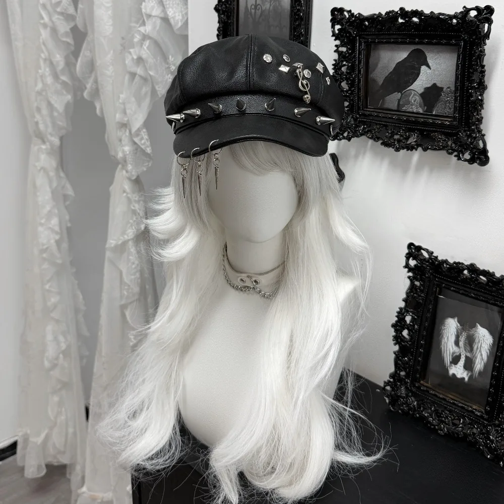 Black Punk Subculture Beret Octagonal Hat Versatile Japanese Sweet Cool Rock Hat