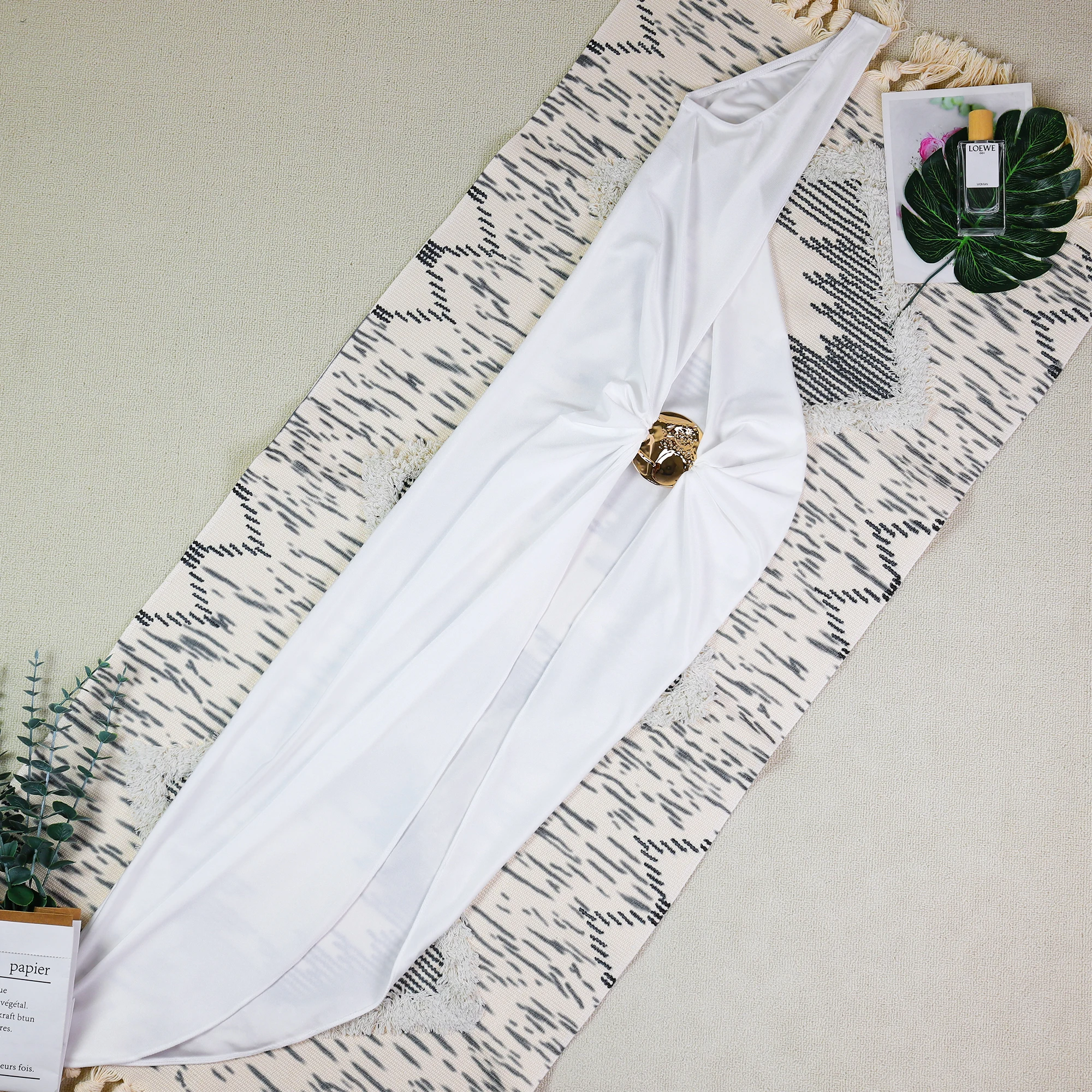 3 Pieces Sexy Women's Bandeau Bikini Set 2025 New Solid Swimwear Female Bathing Suit with Long Maxi Dress Beachwear Cover up