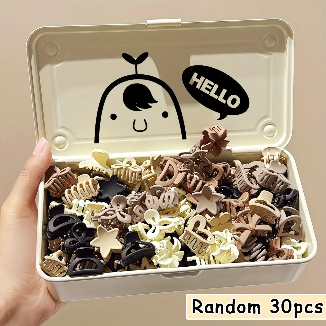 5/10/20/30개 베이지 혼합 팩 소형 클립, 귀여운 소녀 액세서리 - 일상 사용, 특별한 행사 또는 여행 선물에 적합