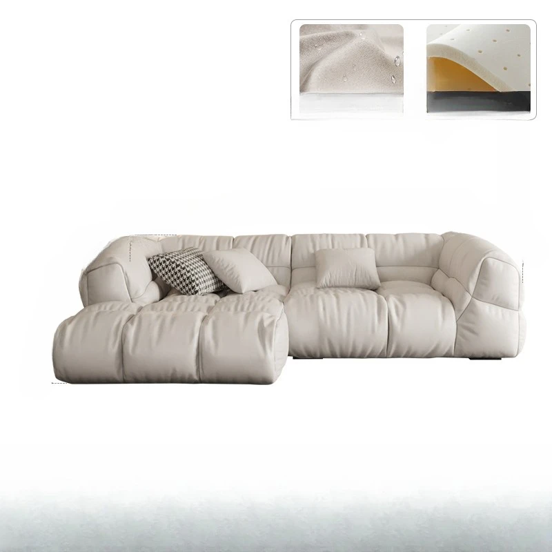 

Italian minimalist cloud sofa puff light luxury latex technology fabric small apartment tofu block modern