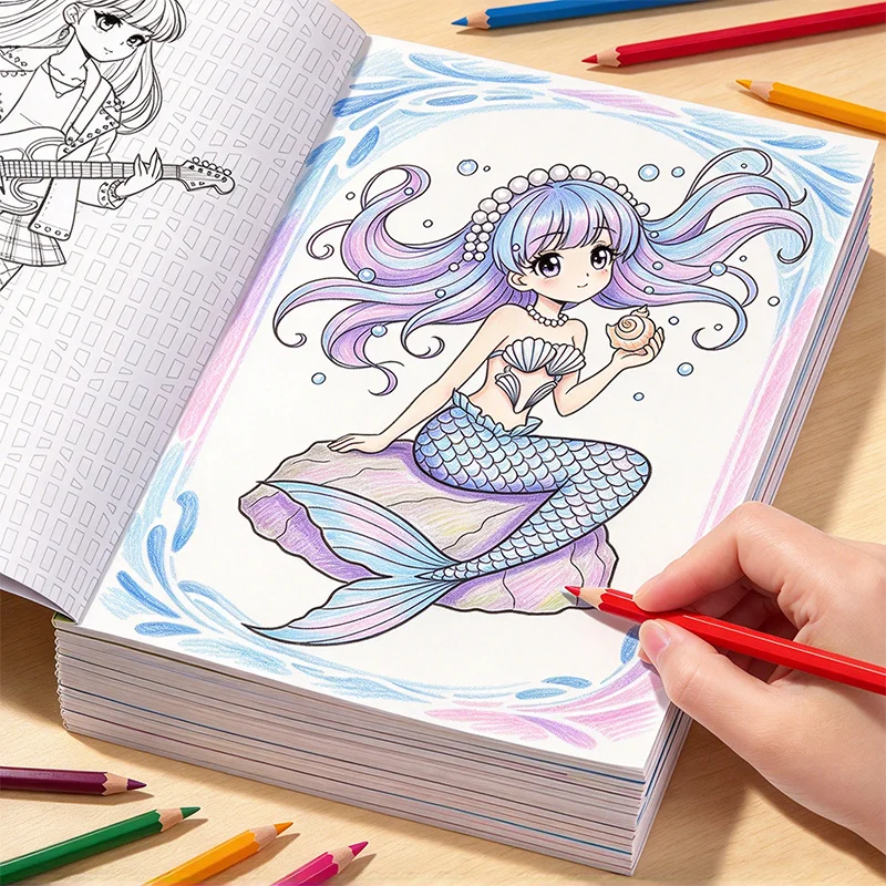 1 Children's Hand Drawn Princess Coloring Book, Containing 32 Pages of Theme Drafts Such As Beautiful Princess, Dreamy Mermaid