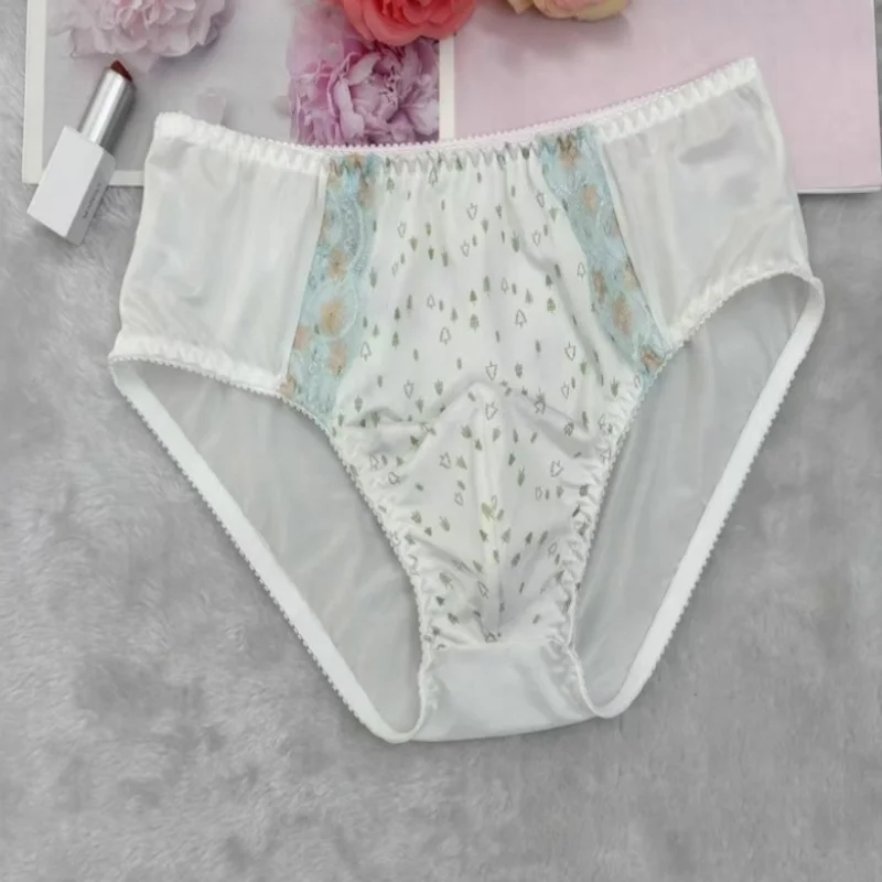 

Sexy Men Smooth Briefs Silky Elasticity Printing Soft Transparent Breathable Panties Sissy Underwear