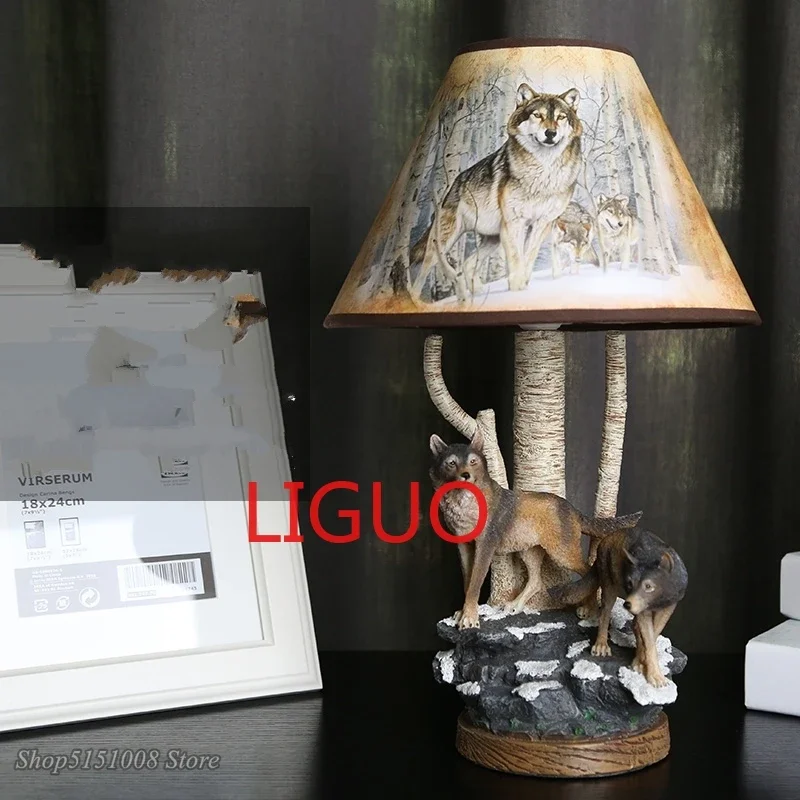 Modern Resin Wolf Table Lamps, Lâmpada Animal, Leitura de Cabeceira, Mesa de Luz para Sala de Estar, Quarto, Home Decor, Suporte de LED