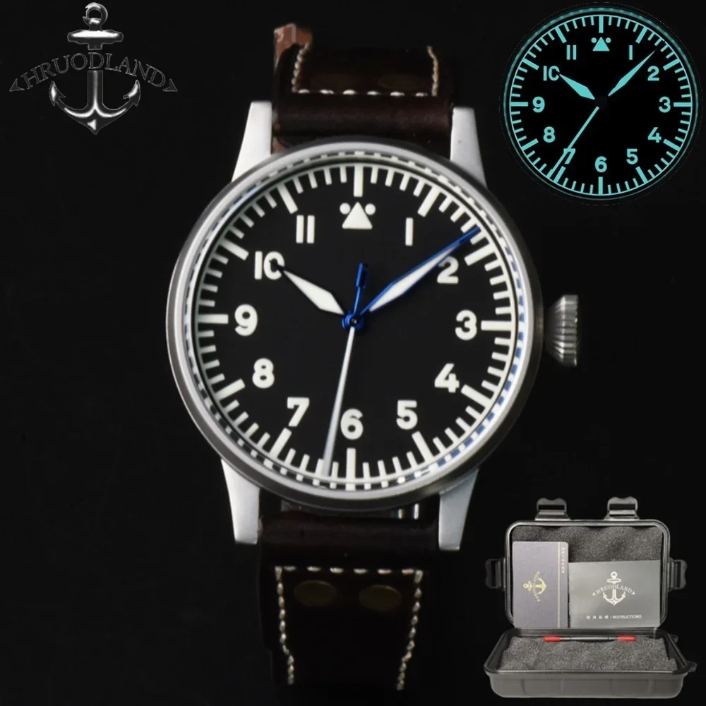 Hruodland 2025 جديد ساعة ميكانيكية للرجال PT5000 F013 ريترو سبورت مضيئة الياقوت الزجاج مقاوم للماء 100 متر Reloj Hombre