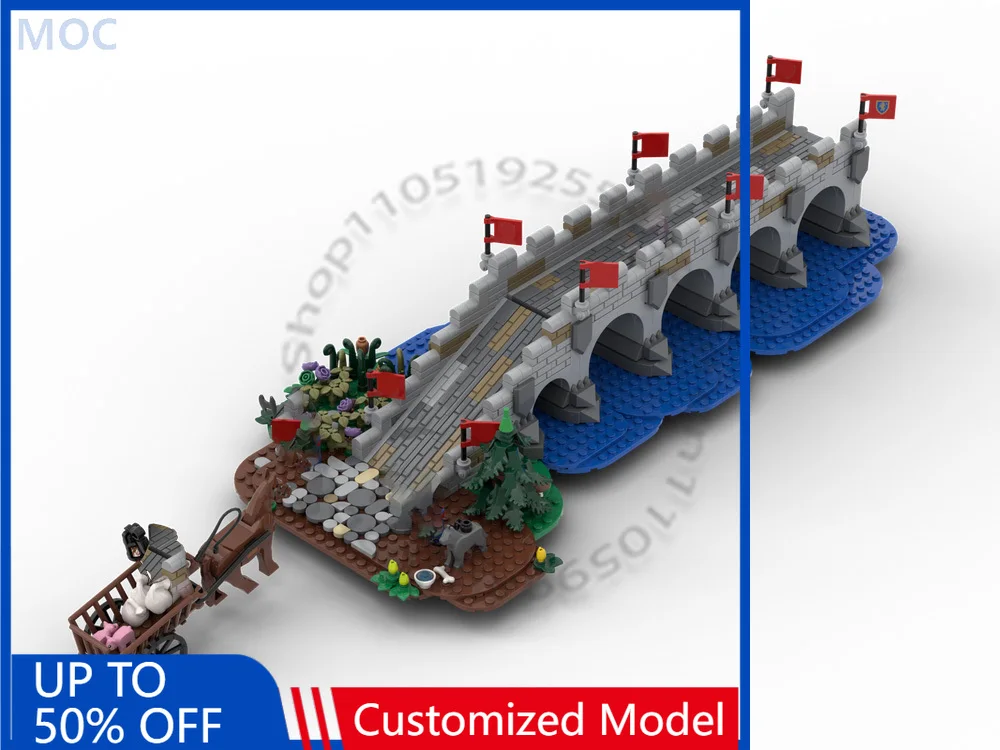 

889 PCS Construction Medieval bridge to the castle MOC Customize Modular Building Block Educational DIY Boys Toy Birthday Gift