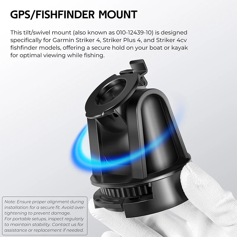 Secure Tilt/Swivel Mount for Garmin Striker 4, Marine Fishfinder Bracket Replacement with Mounting Hardware, 010-12439-10