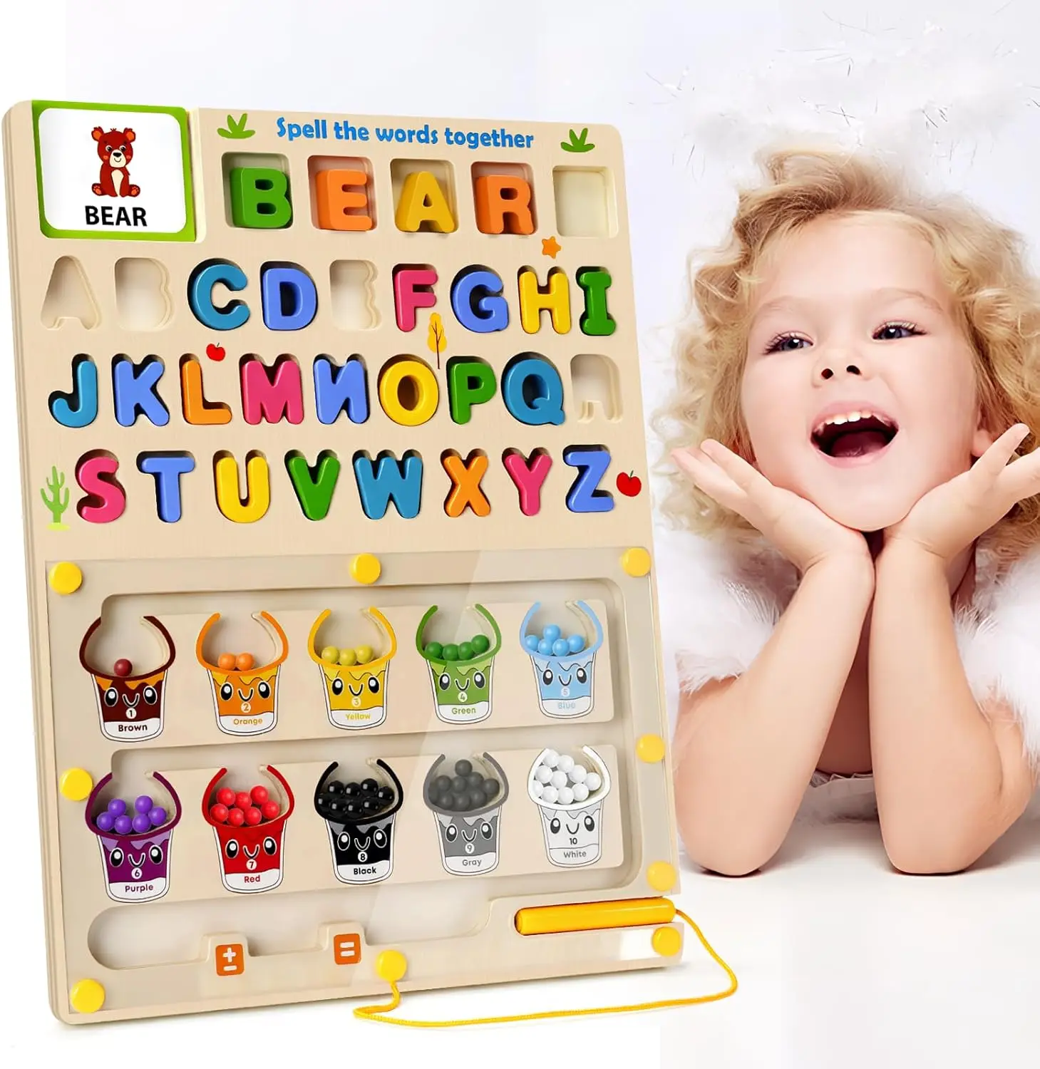 Labyrinthe de couleurs magnétiques, planche à dessin assortie en bois, jouets sensoriels éducatifs Montessori, motricité Fine, jouets de voyage pour enfants