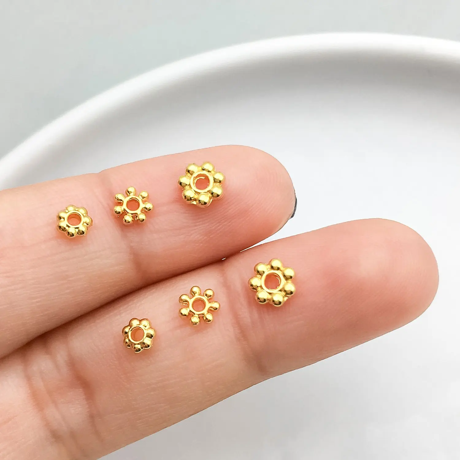 20pcs 4/4.5/5.5mm 18K Gold Color Brass Flower Spacer Beads High Quality DIY Jewelry Making Supplies Necklace Earrings Accessorie