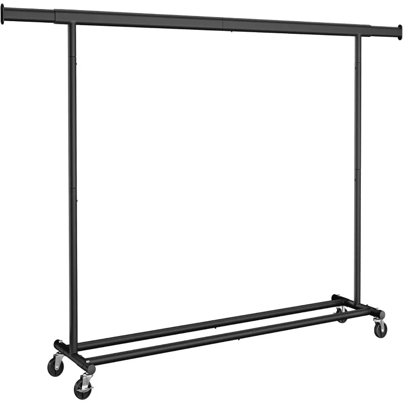 

Clothes Rack with Wheels, Heavy-Duty Clothing Rack for Hanging Clothes, Portable Garment Rack