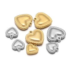 5pcs Stainless Steel 10mm 15mm Classical Heart Charms Pendant for DIY Jewelry Women Necklace Findings Earrings Making Supplies