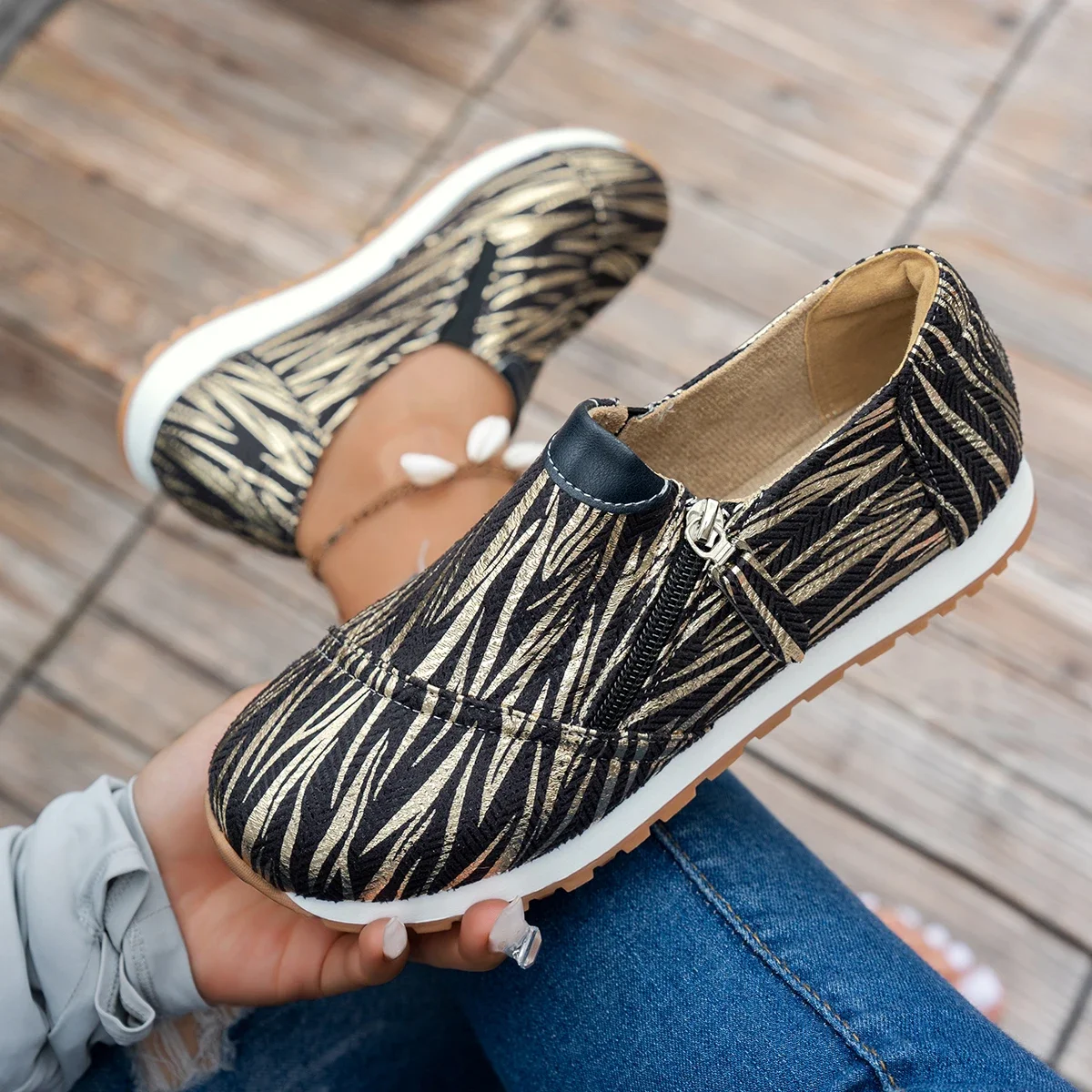 

Women Sneakers Autumn Breathable Casual Designer Shoes for Women Slip-On Graffiti Outdoor Flat Sneakers Women Zapatos De Mujer