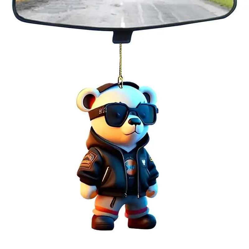 Bear Car Ornament Cute Bear Car Decoration For Rearview Mirror Lightweight And Safe Reusable Bear Ornament Car Accessories For