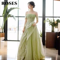 ROSES Sage Green Prom Dress Appliques Tulle Celebrity Dresses Tiered Pleat Women's Evening Dress Sweetheart Formal Gown 프롬 드 5