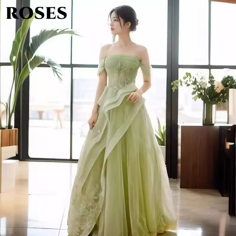 ROSES Sage Green Prom Dress Appliques Tulle Celebrity Dresses Tiered Pleat Women's Evening Dress Sweetheart Formal Gown 프롬 드 - Image 5