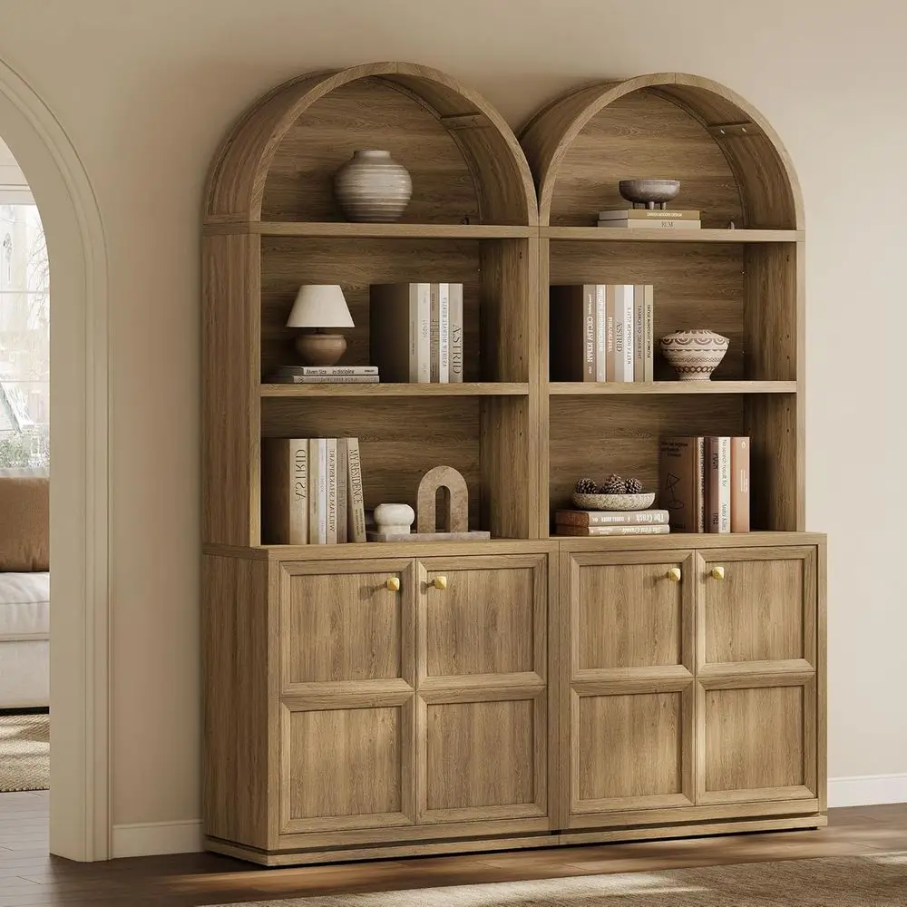 

81" Tall Arched Bookcase, Large Bookshelves with Storage, ern 5-Tier Arched Cabinet with Adjustable Shelves & Cable Management o