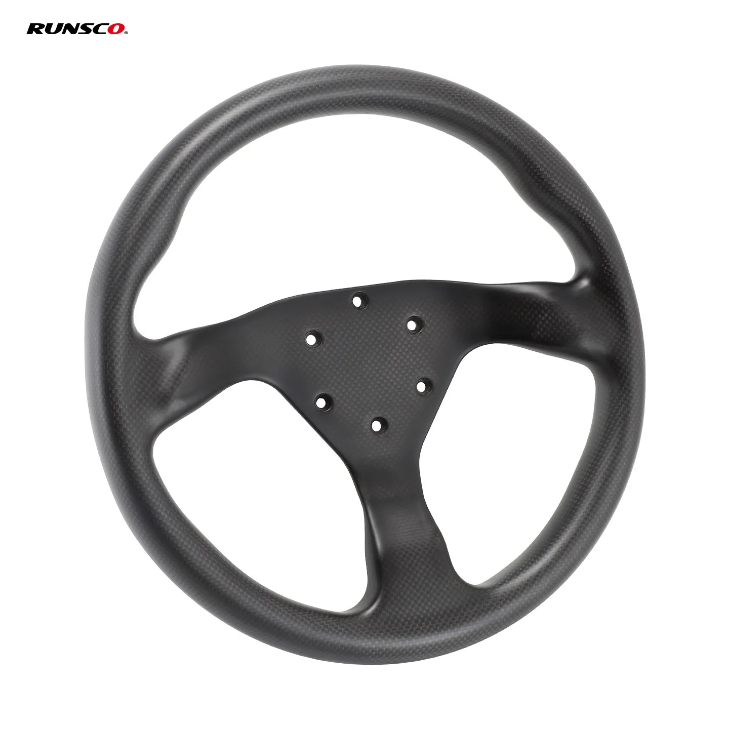 

Руль для гоночных болидов Runsco 325 мм/330 мм из ультралегкого сухого карбона - плоский профиль, плетение Plain Weave R33T