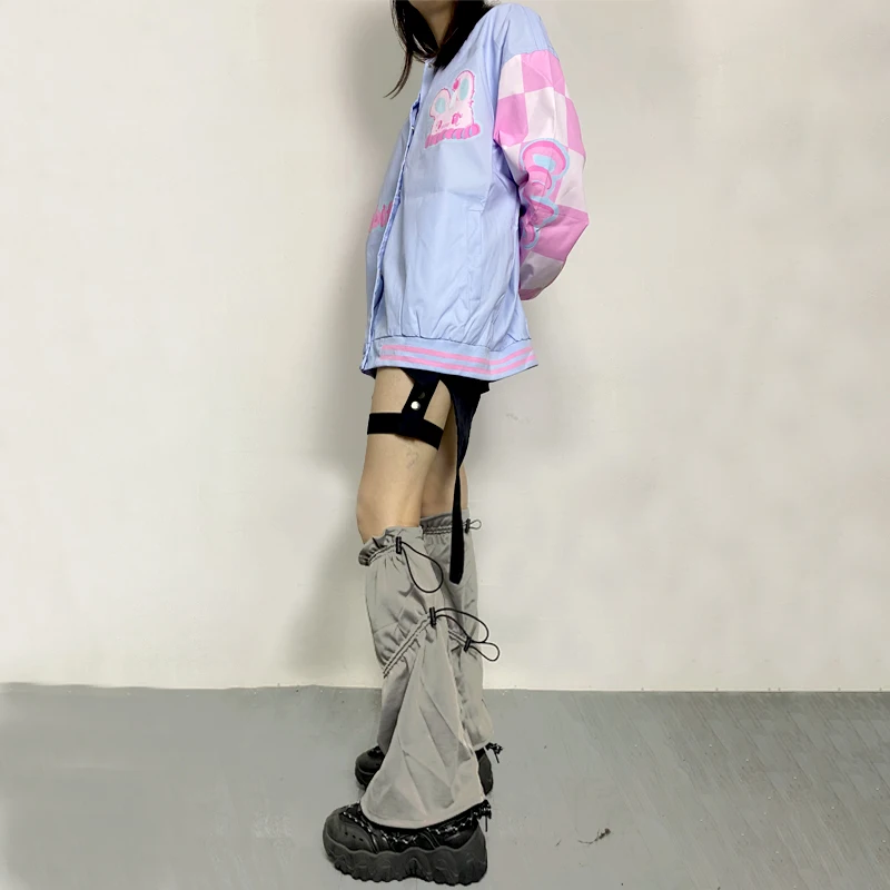 Light Gray Women Leg Warmer Fashion Designed Drawstring Slim Foot Cover Street Socks Dance Outdoor 2025 Spring Summer