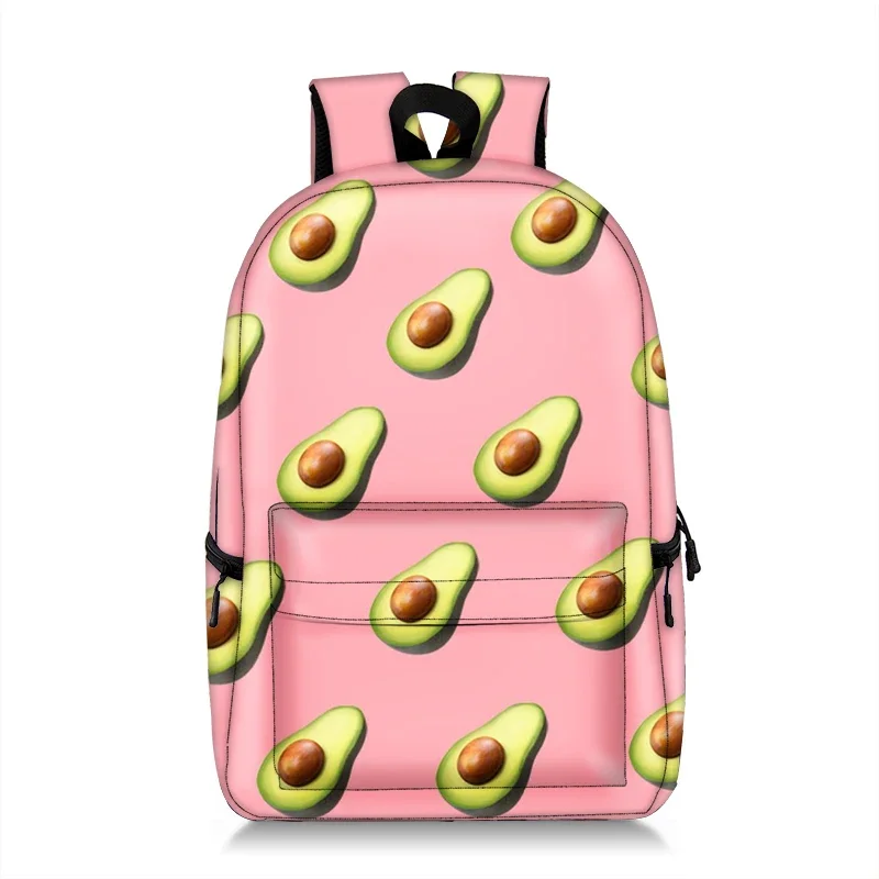 Cartoon Fruits Print Women  Backpack Large Capacity Students Travel School Bagpack Avocado Mochila Feminina