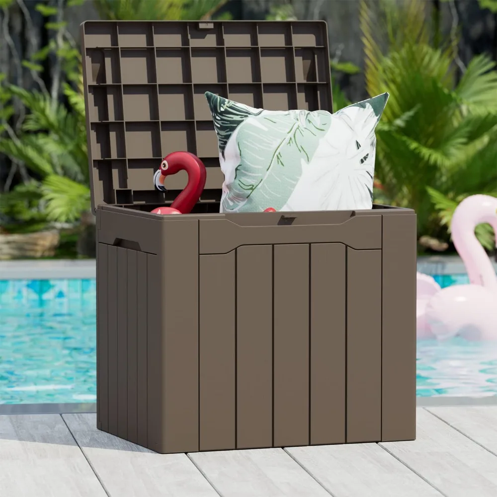 

31 Gallon Resin Deck Box Large Outdoor Storage for Patio Furniture, Garden Tools, Pool Supplies, Weatherproof, Customized