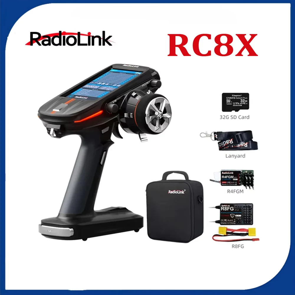 Radiolink RC8X 2.4G 8CH 4,3 inch LCD-aanraakschermzender compatibel met TBS CRSF R8FG R4FGM-ontvanger voor RC auto boot robot