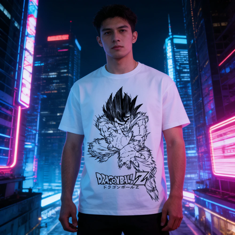 

2026 New Dragon Ball Hip Hop Street Style Men's Casual T-shirt, Japanese Anime Style T-shirt, Harajuku Summer Cotton Casual Top