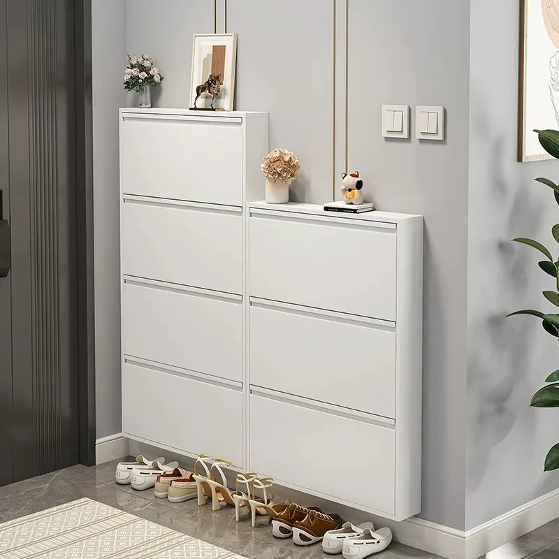 Steel Shoe Cabinet Ultra Thin Entryway Narrow Hallway Storage Shoe Rack Home Furniture Shoes Cabinet Storage Cabinet Shoe Shelf
