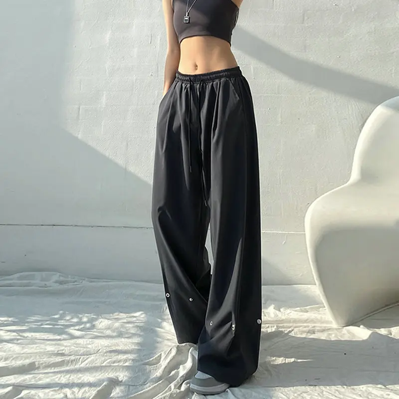 

Ladies High Waist Loose Wide Leg Pants Women Autumn Loose Female Floor-Length Straight Suits Pants Female Long Trousers