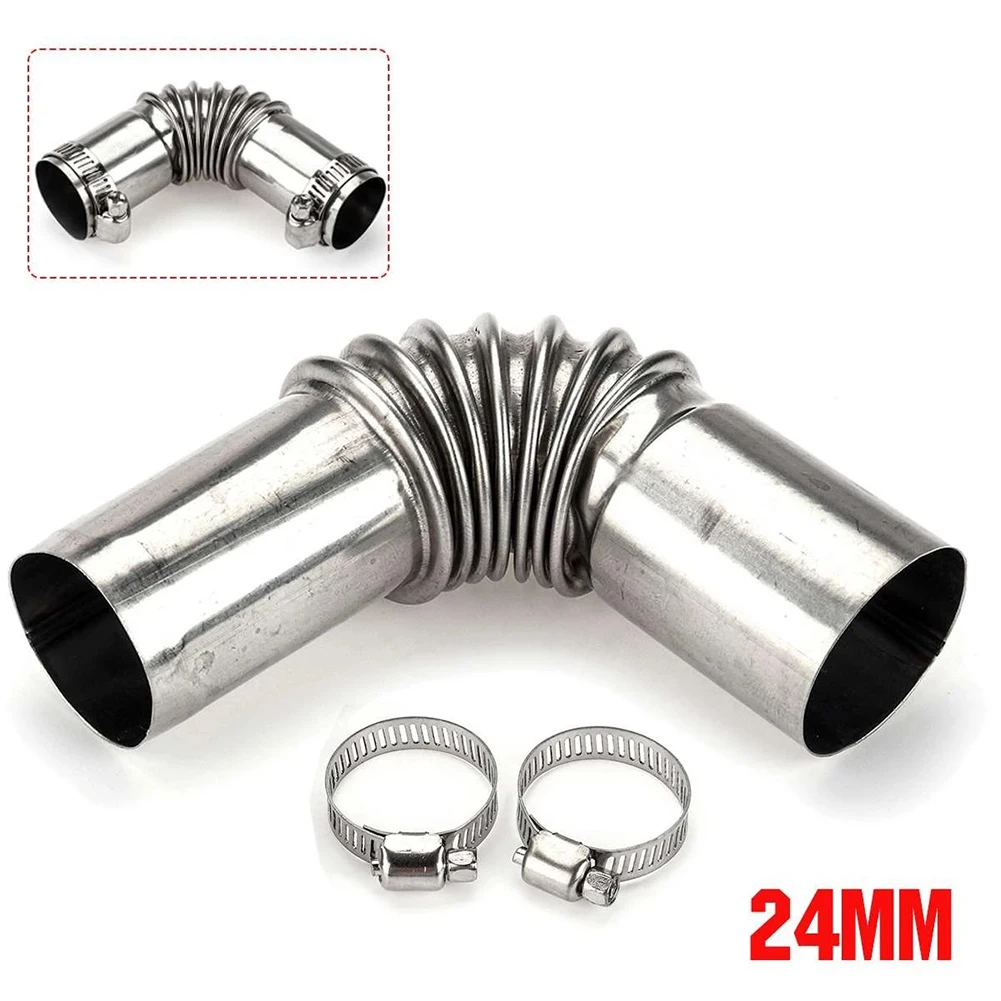 25mm Exhaust Pipe Tube Elbow Connector W/Clamps For Eberspacher For Webasto Diesel Heater Exhaust Pipe Tube Elbow Connector