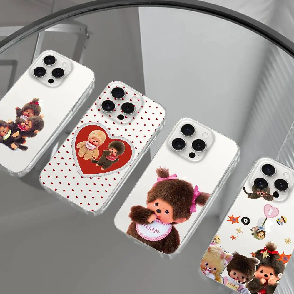 

Cute M-monch-hichis Phone Case Transparent For IPhone 17 16 15 14 13 11pro Max Plus X Xr Xs Max 12mini - Clear Cover Design