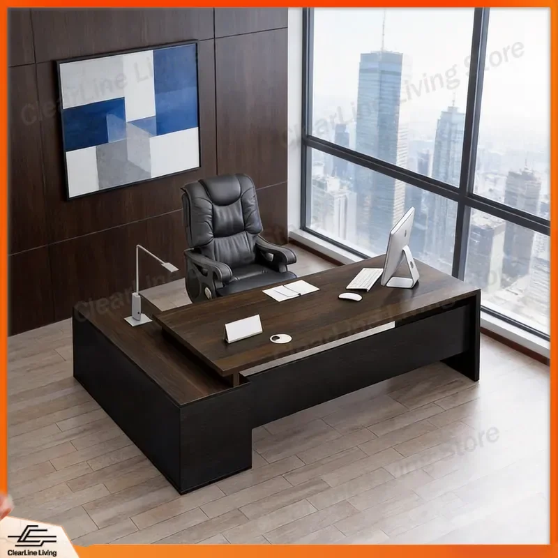 for Business Modern Boss Desk Large Executive Office Desk with Side Cabinet Manager Supervisor Computer Workstation Furniture