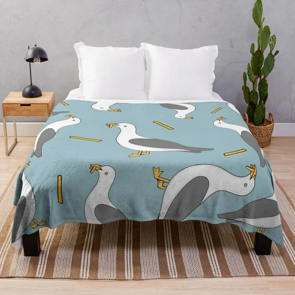 

Seagull and chips Throw Blanket christmas gifts Flannels For Sofa Thin Picnic Blankets