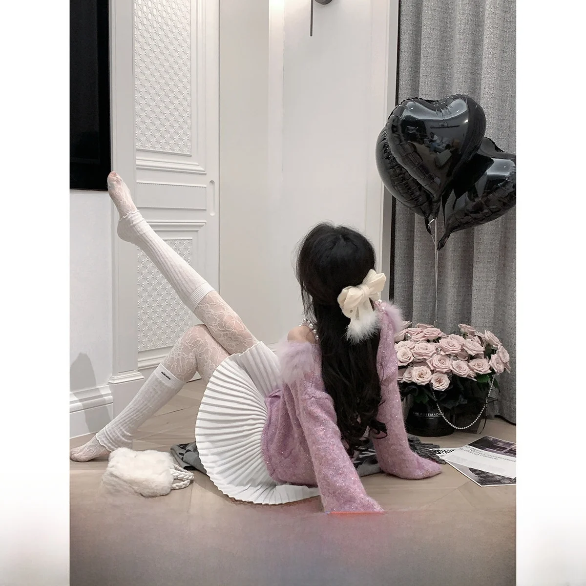 

Новая зимняя шерстяная плиссированная юбка Sun Ya с высокой талией, А-силуэт, с узором «Звездное небо» и оригинальным принтом «Чайная роза»