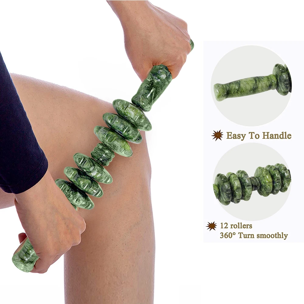 6 Roller Jade Massage Wood Therapy Massage Tool for Body Shaping Anti Cellulite Natural Body Roller Massager Body Sculpting Tool