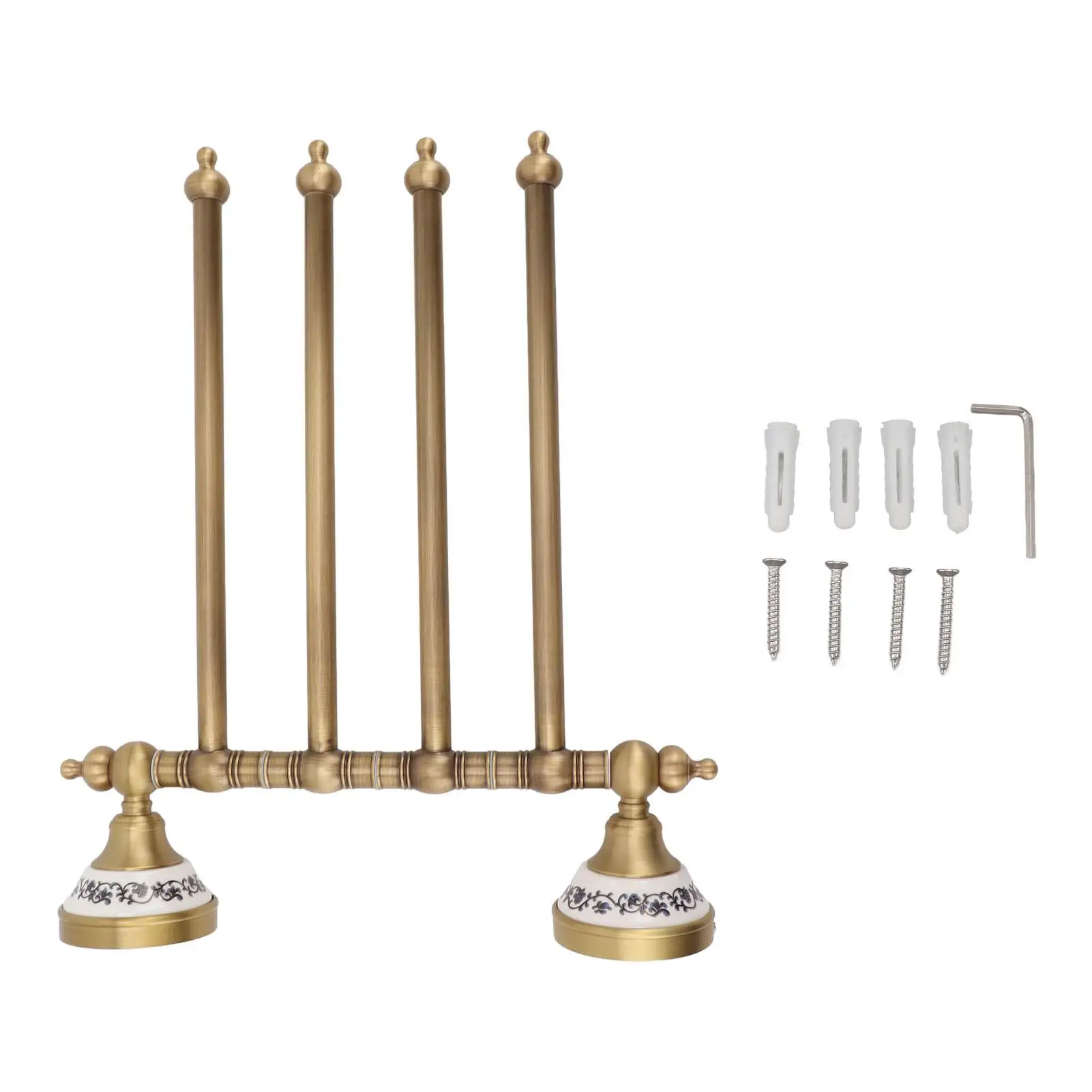 

Durable Wall Mounted Swivel Towel Rack Rust Proof Space Saving Design for Home and Restaurant Antique Style