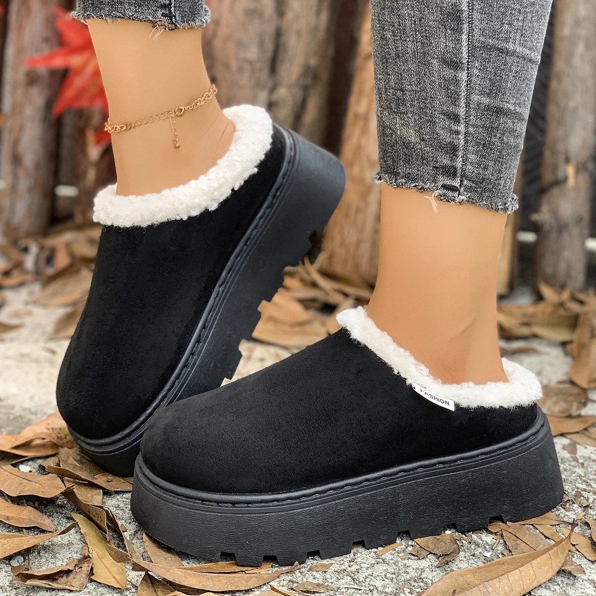 حار بيع في الشتاء مثير أنيقة مع النعال عارضة أفخم للنساء المألوف جديد مريح سميكة سوليد النعال القطن #5