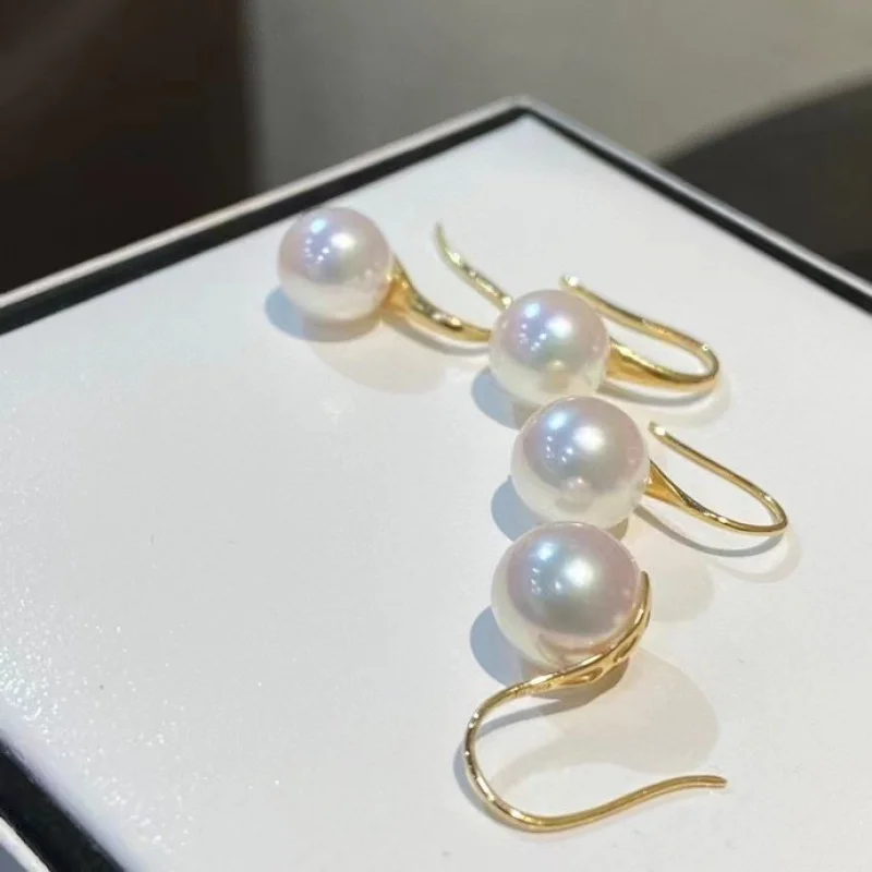 Natural Pearl Earrings Women's S925 Sterling Silver Simple Classic -Grade Highlight High Heels Ear Hook