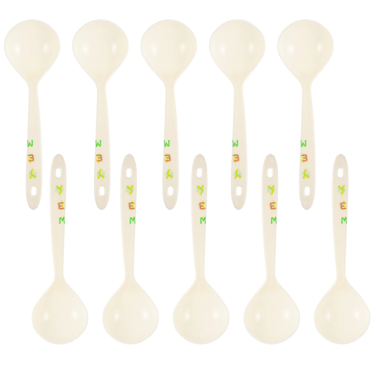 

10pcs Chinese Rice Spoon Long Handle Premium Plastic Soup Spoon Heat Resistant Kitchen Supply For Cooking Dining Soup