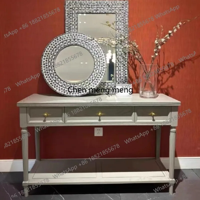 

American light luxury solid wood entrance table, living room aisle decorative cabinet, French living room partition cabinet