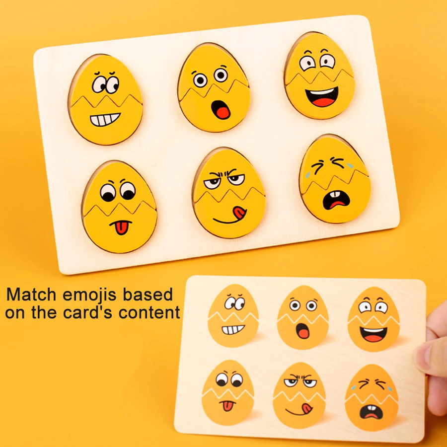 Jouet Montessori en forme d'œuf pour enfants d'âge préscolaire, Expressions en bois, cadeaux en bois, jouets éducatifs sensoriels